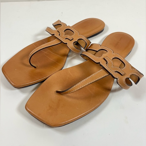 Tory Burch Ines T Strap Tan Thong Sandals Women's Size 9.5 - Picture 6 of 6